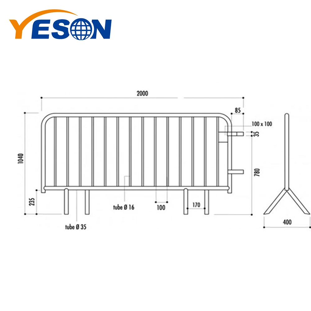 Hot Sale Hot-Dipped Galvanised Traffic Road Safety Pedestrian 2.4 X 1.5m Crowd Control Barriers