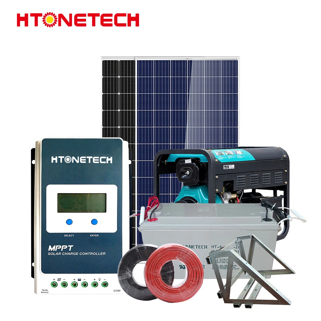 Htonetech Built in Battery Solar System off Grid Suppliers China 5kw 273kw 300watt Solar Panels Monocrystalline 1mva Diesel Generator 5kw Hybrid Solar Power