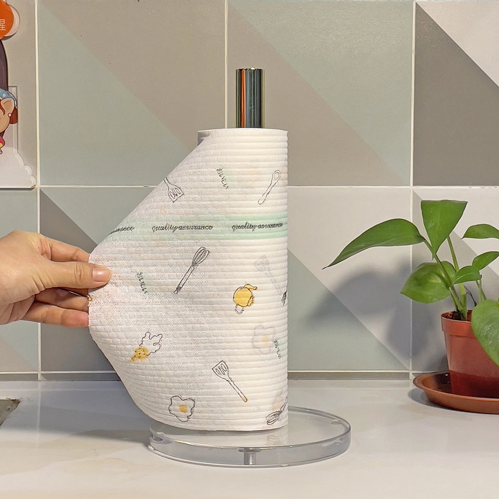 Rollo de papel toalla titular de la cocina de acero inoxidable para encimeras, bares y mesas de comedor con base de acrílico