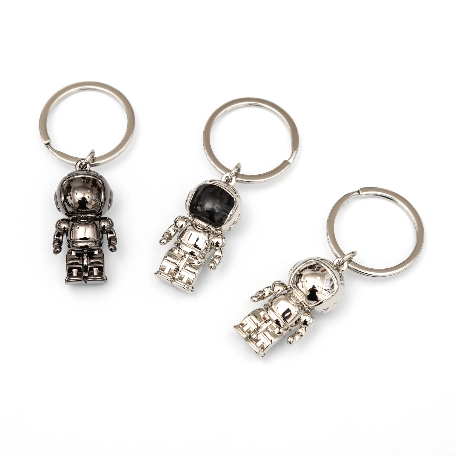 Popular Selling 3D Robot Printing Astronaut Silver Plated Iron Keyring Custom Metal Key Tag