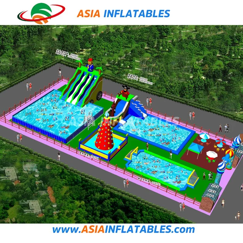 Terrain de jeux gonflables de nouvelle conception de l'eau Parc de loisirs piscine avec glissoire d'eau