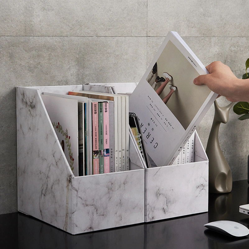 Paper Marble Pattern Folder Book Storage Box Drawer Office Desktop Organization Storage Box