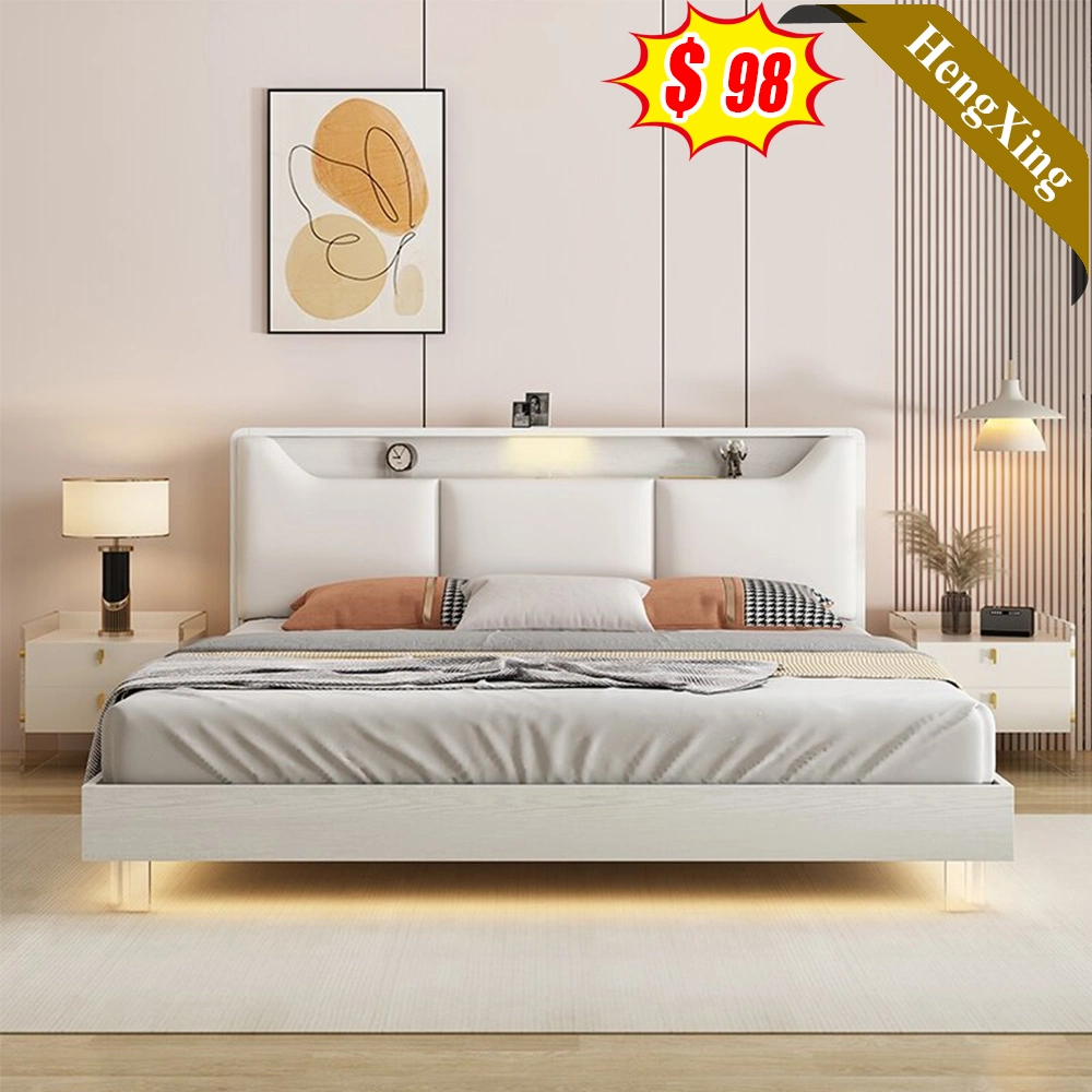 Quarto com Cama Queen Standard Branco, Cama Queen, elegante Couro funcional bela cama moldura