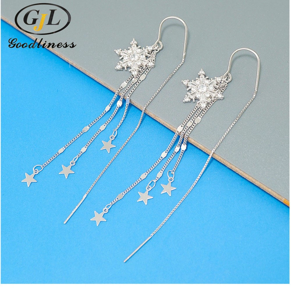 Großhandel/Lieferant Mode Silber Tropfen Ohrring mit Schneeflocke Star Zubehör