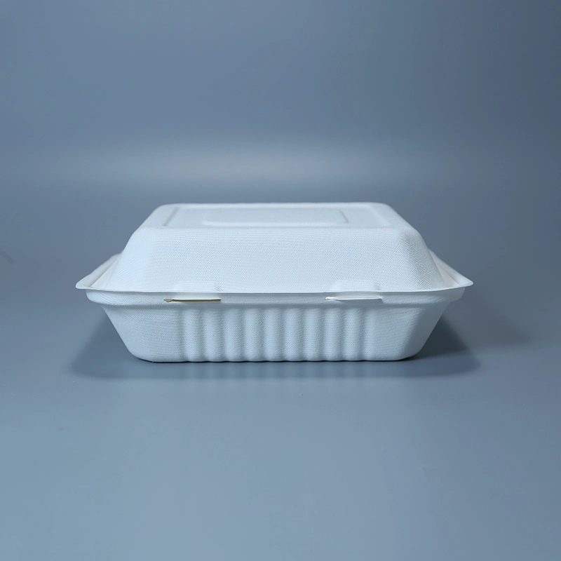 Commerce de gros emporter compostable 3 Compartiment de la bagasse de canne à sucre pâte jetables biodégradable pour la restauration d'emballage alimentaire