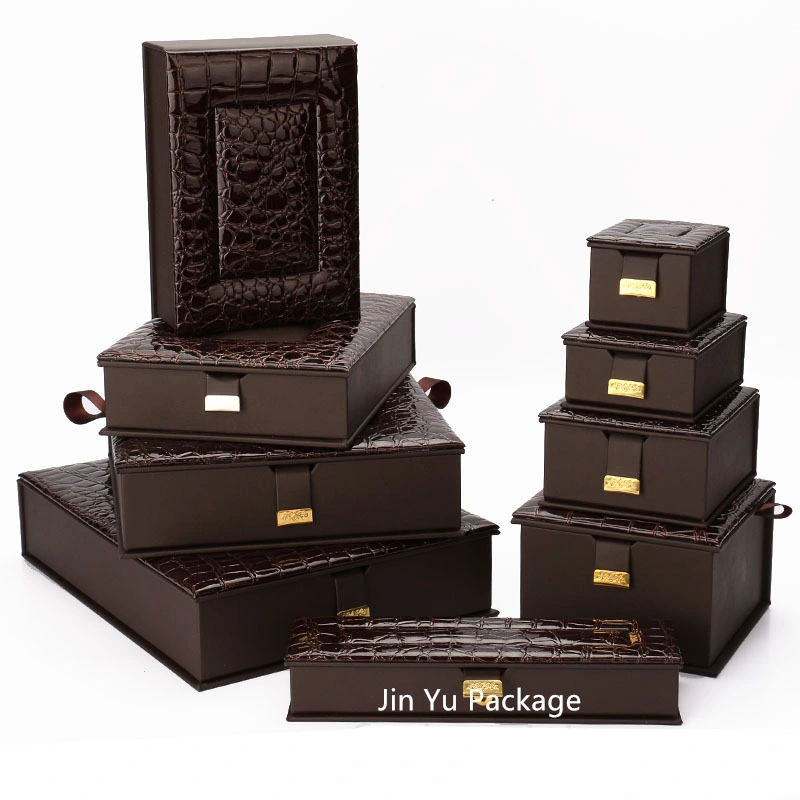 Luxury Black Magnetic Paper Leather Jewelry Gift Packaging Boxes Set
