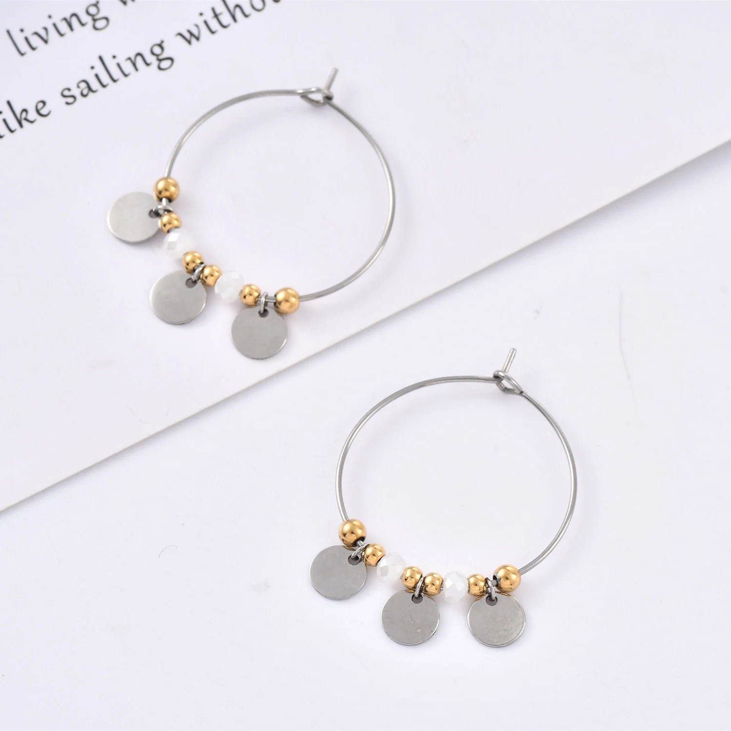 Fashion Jewelry Golden Loop Stainless Steel Jewellery Gold Plated Earrings for Ladies