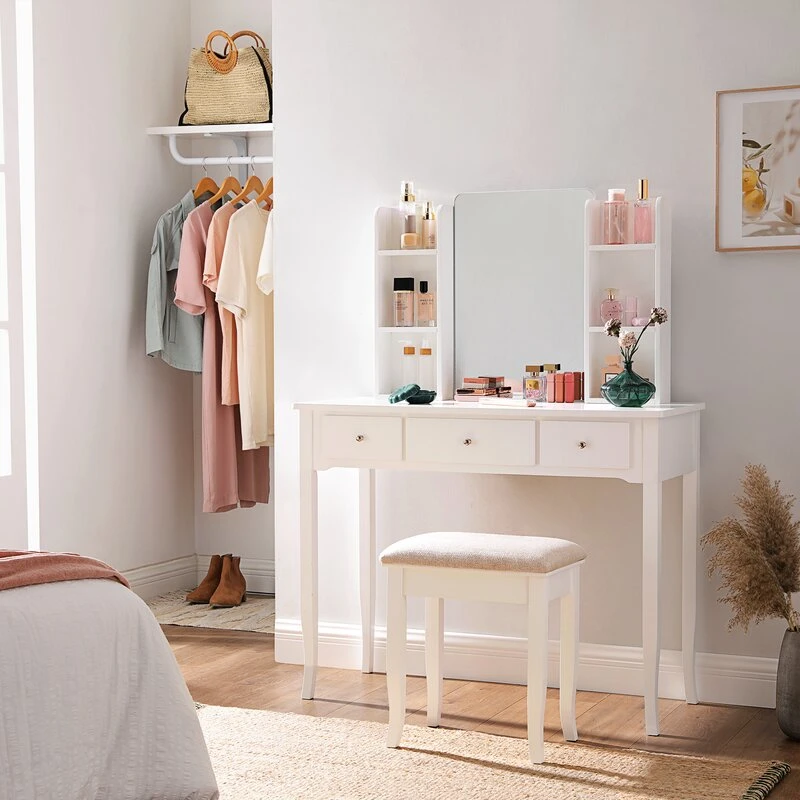 Vanity Set with Stool and Mirror
