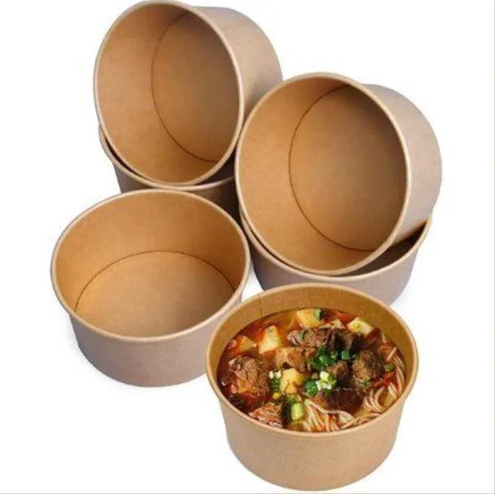 500ml 16oz Eco-Friendly Kraft Salad Box Bowl Fast Food Paper Lunch Bowl Customized Printing