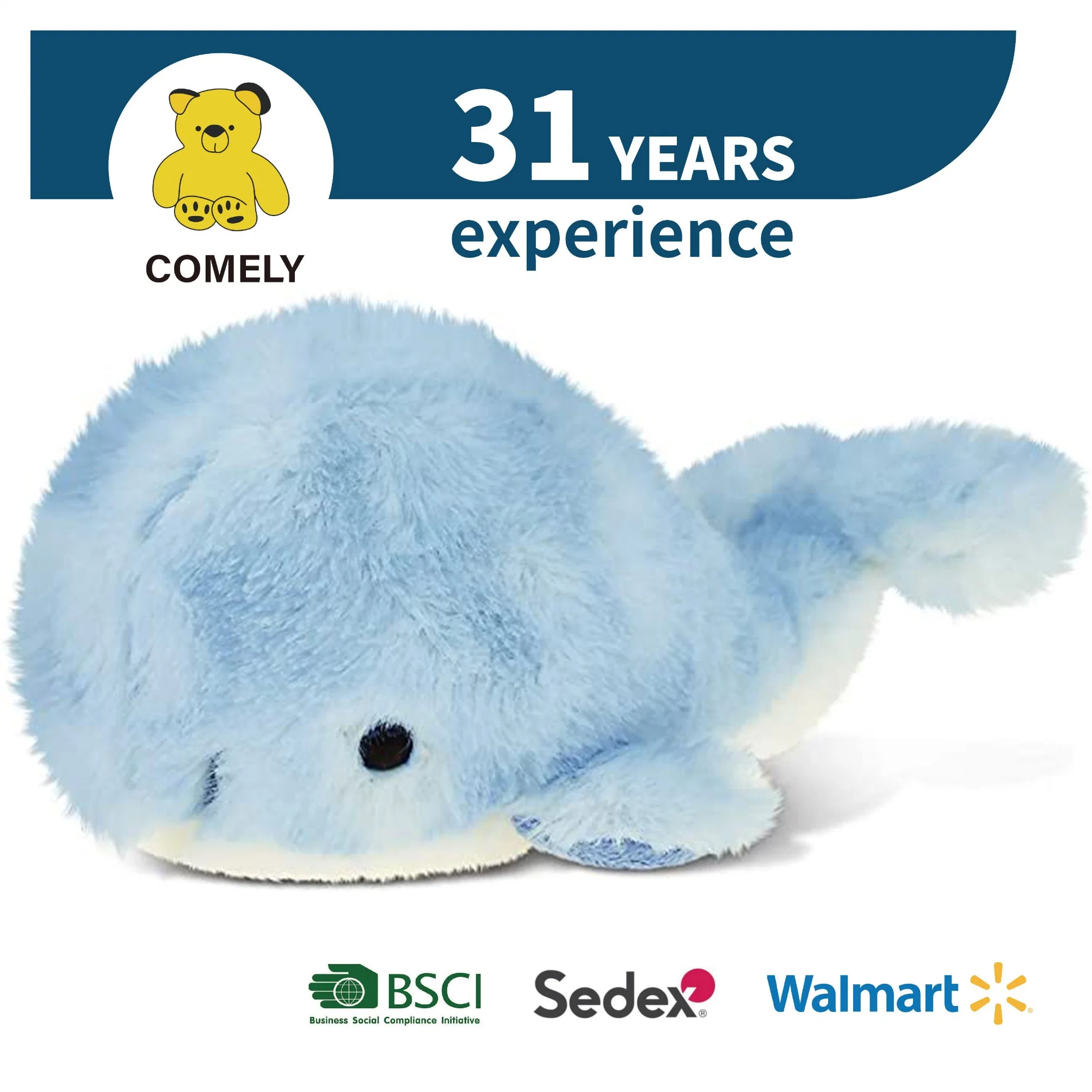 Eco Realistic Looking Promotion Custom Wholesale Gift Plush Soft Whale Stuffed Fluffy Sea Animal Toy Lovely Baby Children Toy BSCI Sedex ISO9001