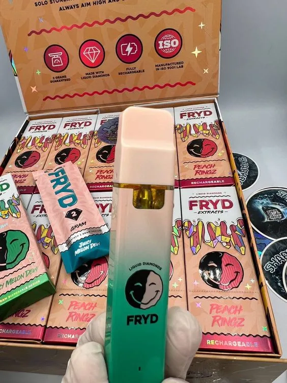 Упаковка одноразовых испарителей с фирменными логотипами Fryd USB Vape