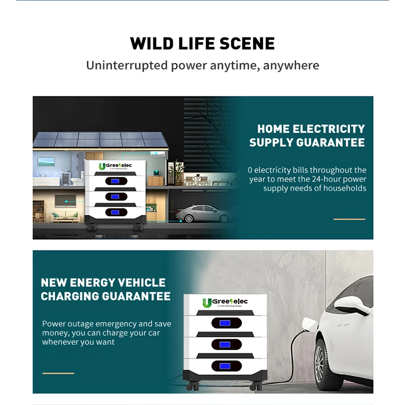 U-Greenelec OEM Stacked Lithium Batteries 51.2V 48V LiFePO4 Household Energy Storage