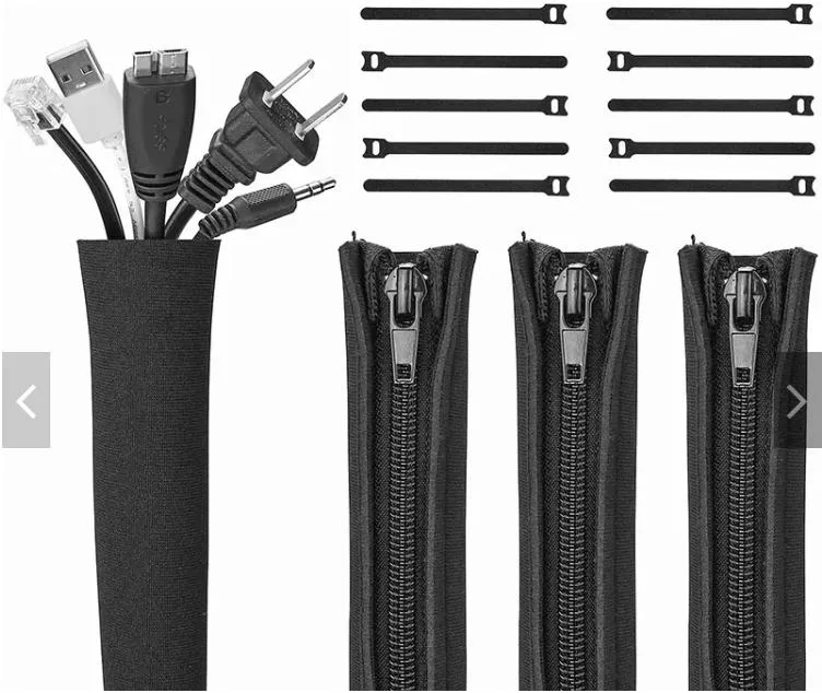 Organizer Hook and Loop Cable Management Sleeve Zipper Can Be Freely Tailored