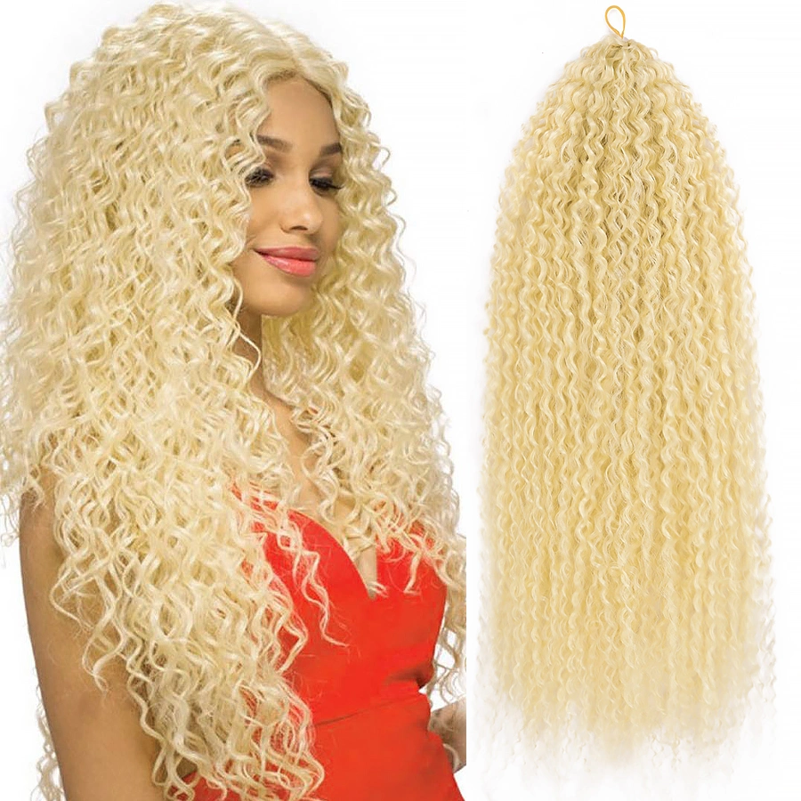 28 Pouces Extensions de Cheveux Synthétiques en Crochet Torsadés de Racines Africaines Brésiliennes Cheveux Synthétiques Ondulés Profonds pour Tresses