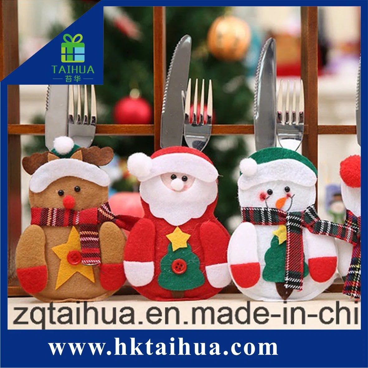 Cute Christmas Kitchen Decoration Santa Fork and Knife Cover