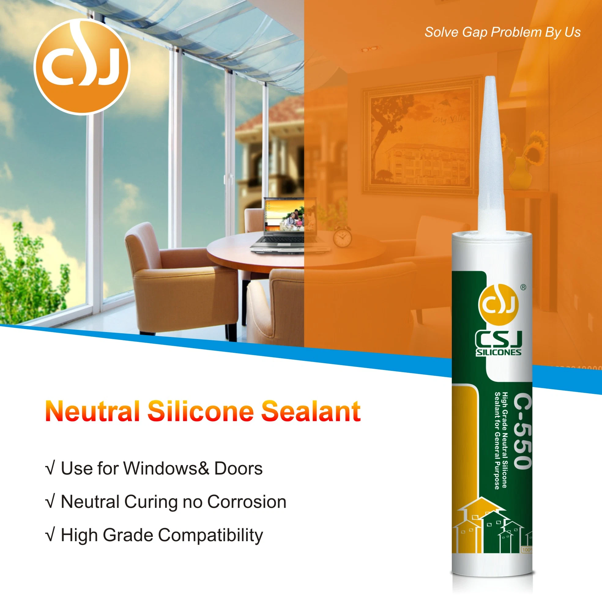 Wide Range Neutral Silicone Sealant for Indoor Building Material Home Decoration Adhesive