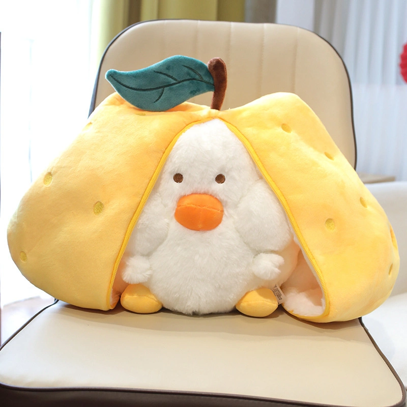 Neues Design Cute Yellow Duck Stofftiere Plüsch Spielzeug mit Kopfkissen Mit Hutbedeckung