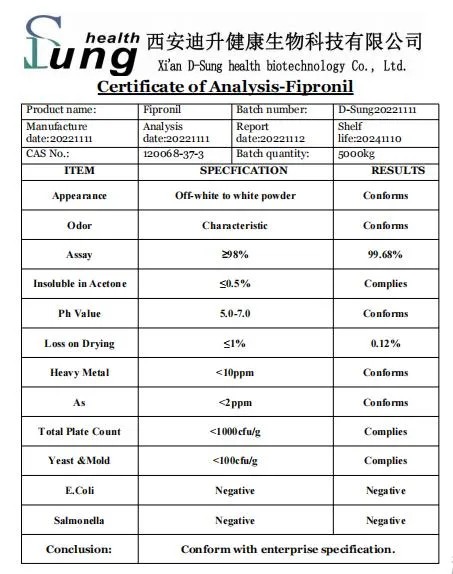Agricultural Chemical CAS 120068-37-3 Fipronil Pest Control Fipronil Powder Purity Fipronil