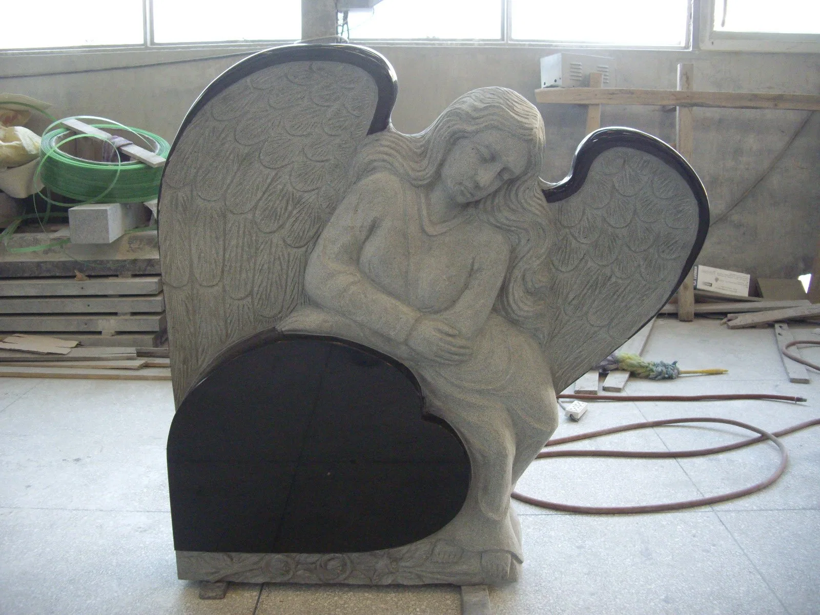 Angel Wings pierre tombale de granit naturel objet tombstone American Style