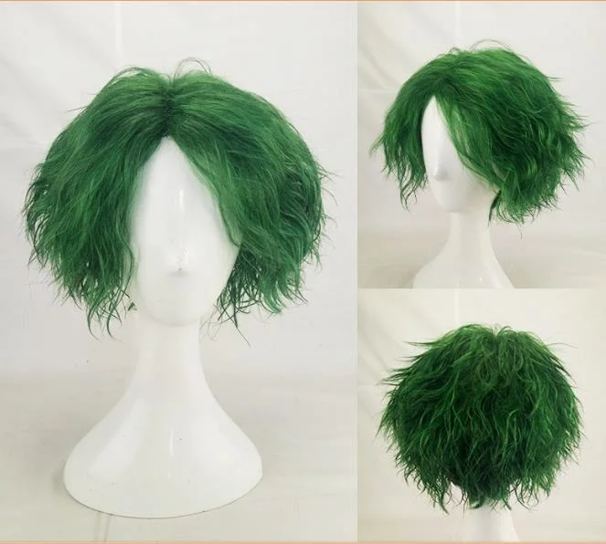 Personnalité Green algues synthétique cochon court petit cheveux bouclés Anime Wigs Cosplay