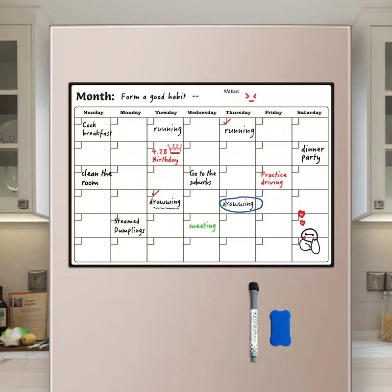 Custom Printed Chore Sheet Magnetic Calendar Board Notepad Refrigerator Whiteboard Magnet Refrigerator Plan