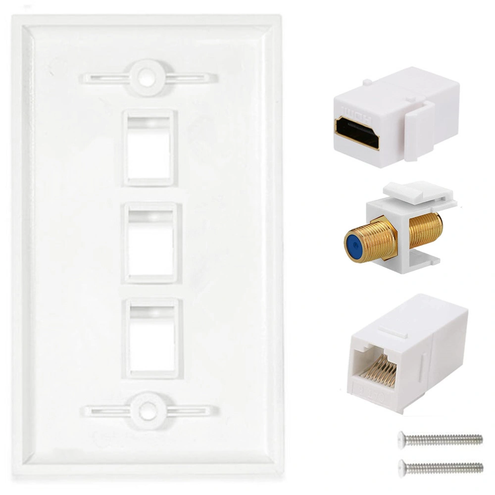 ExactCables Modern multi-media wall socket outlet with cat5e&cat6, RCA