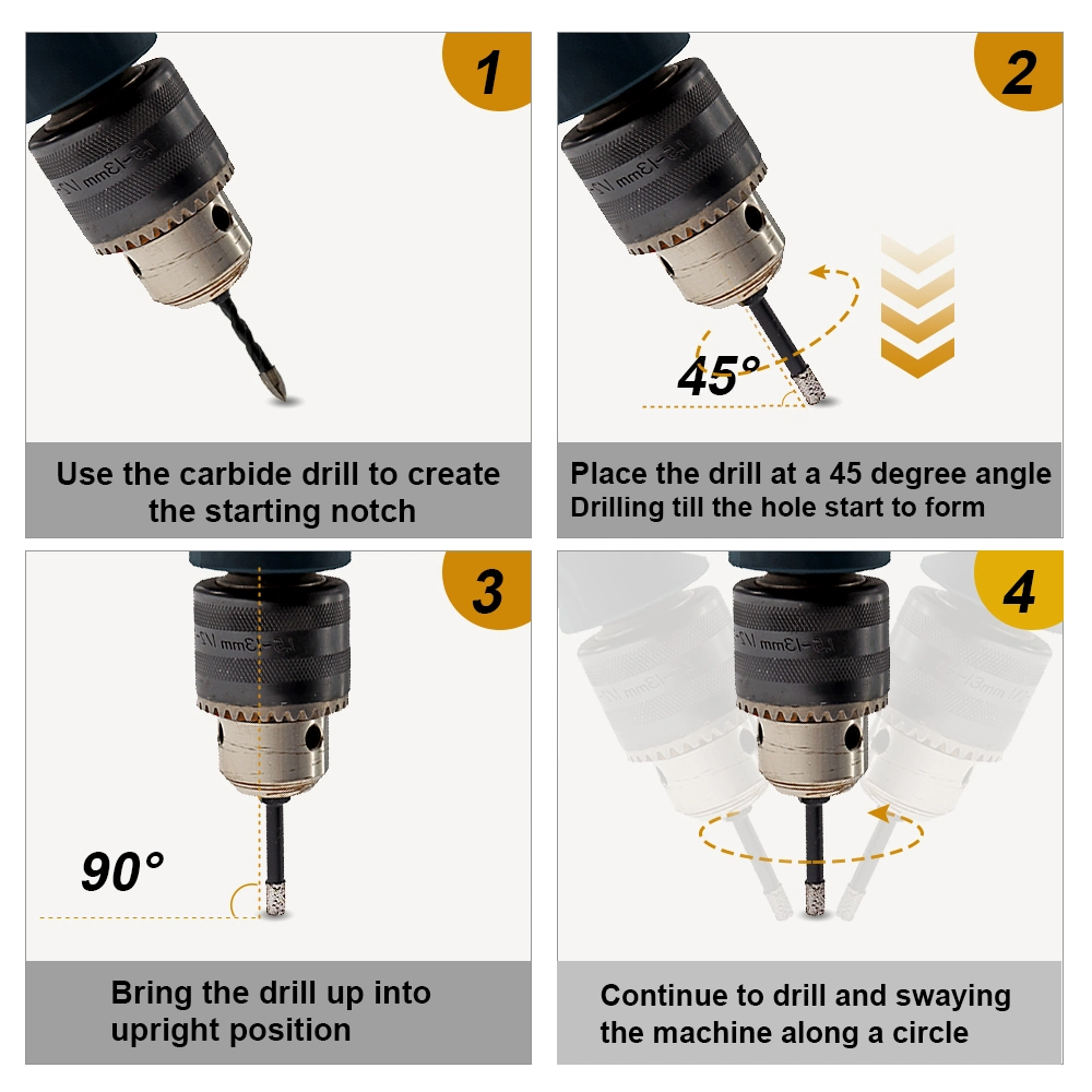 1set/10 PCS 5mmx2+6mmx3+8mmx2+10mm+12mm Dry Diamond Drill Core Bit +1PC 6mm Carbide Triangular Drill with Quick-Fit Shank