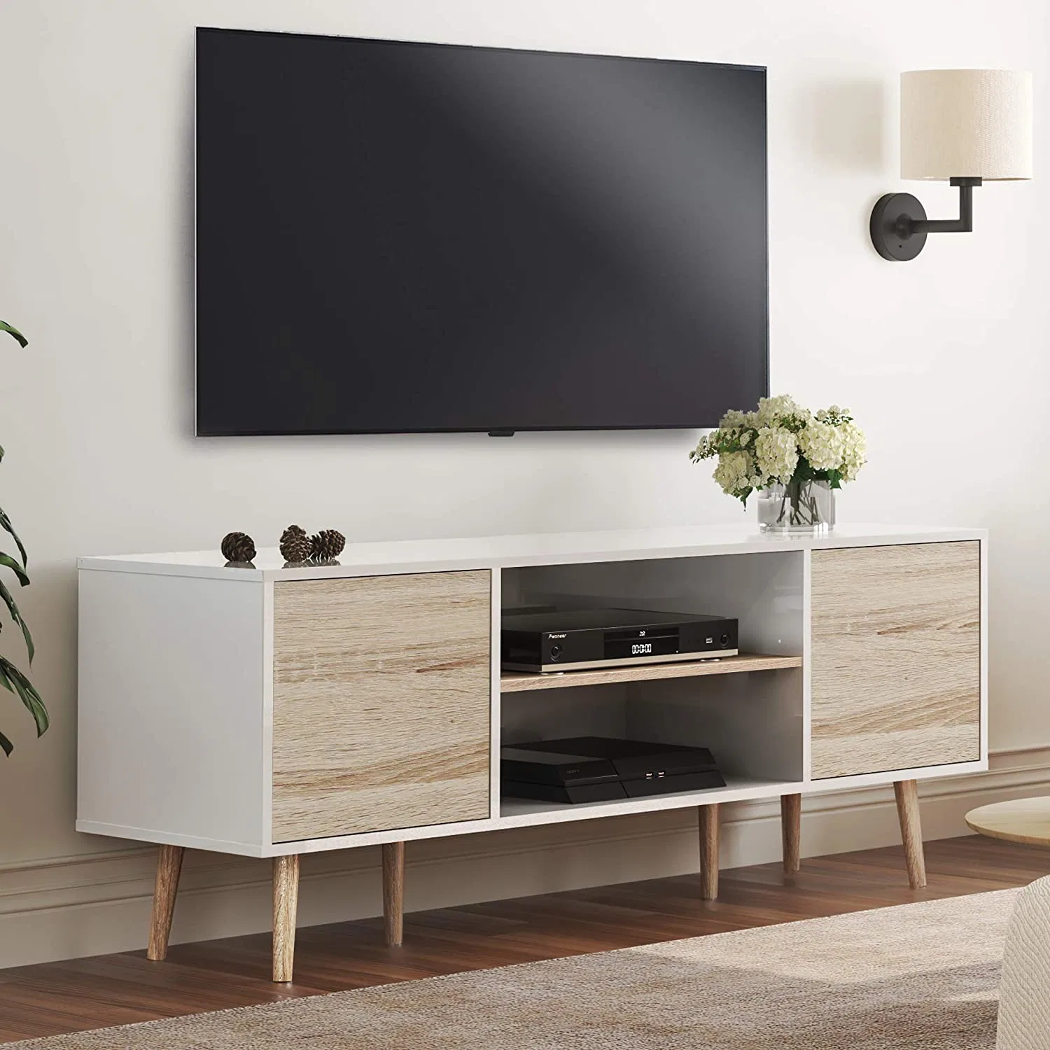 Nova Particle Board Console Table Solid Wood TV Stand for 60in TV