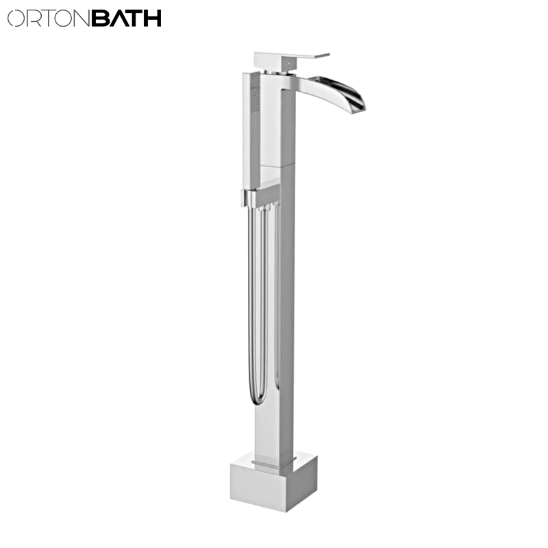 Ortonbath Classic Design Shower Faucet Freestanding Bathtub Floor Standing Bathtub Mixer Faucet Tap with Hand Shower Spray Spout