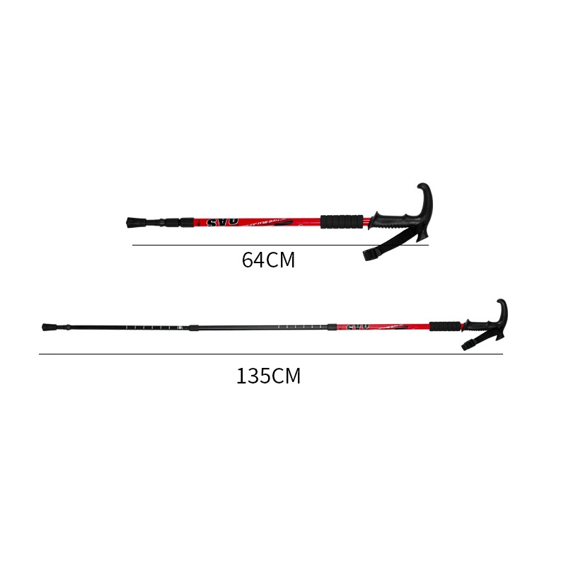 135cm Safety Lock T Handle 3 Section Aluminium Hiking Trekking Poles Folding Walking Stick