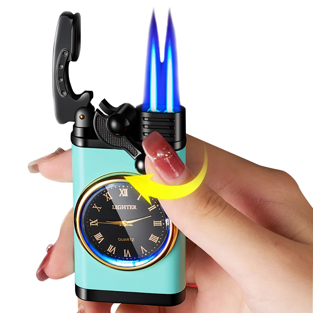 New Arrivals Lighter with Electric Watch Rocker Arm Automatic Ignition Straight Blue Flames