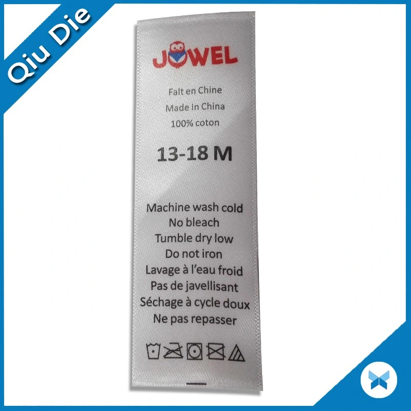 Etiquetas de impresión de etiquetas satinadas en blanco y negro con certificación Custom Grs Para ropa