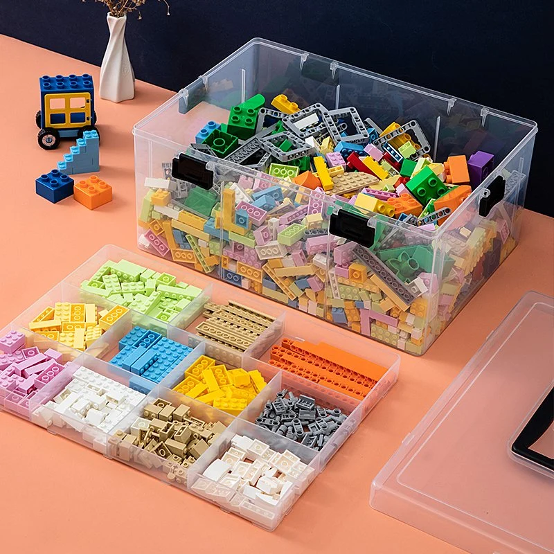 3626-O Transparent Stackable Kids Storage Box Toys Organizer with Compartments Plastic Blocks Organizer Box