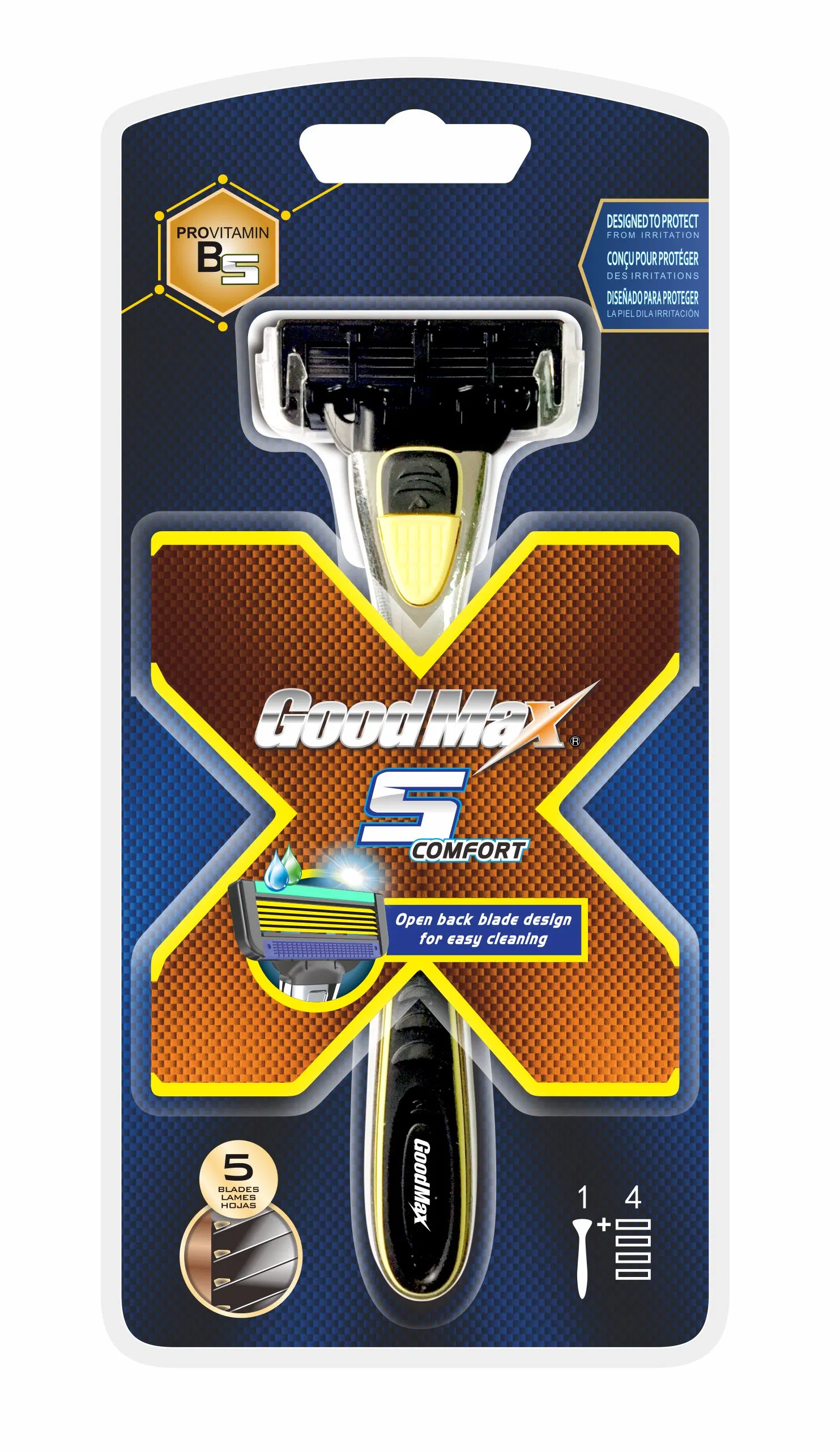 Goodmax 5 Blade Shaving System Razor with Open Back Design