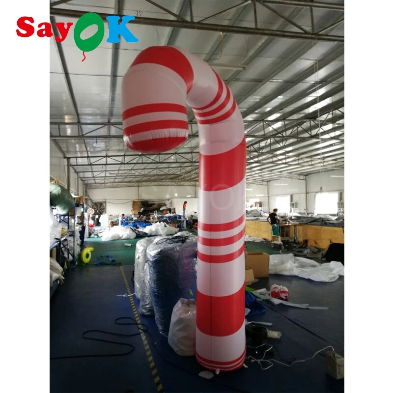 Sayok 2.5-3.5m Customized High Inflatable Candy Cane Outdoor Candy Cane Decorations for Christmas Party Stage Decor