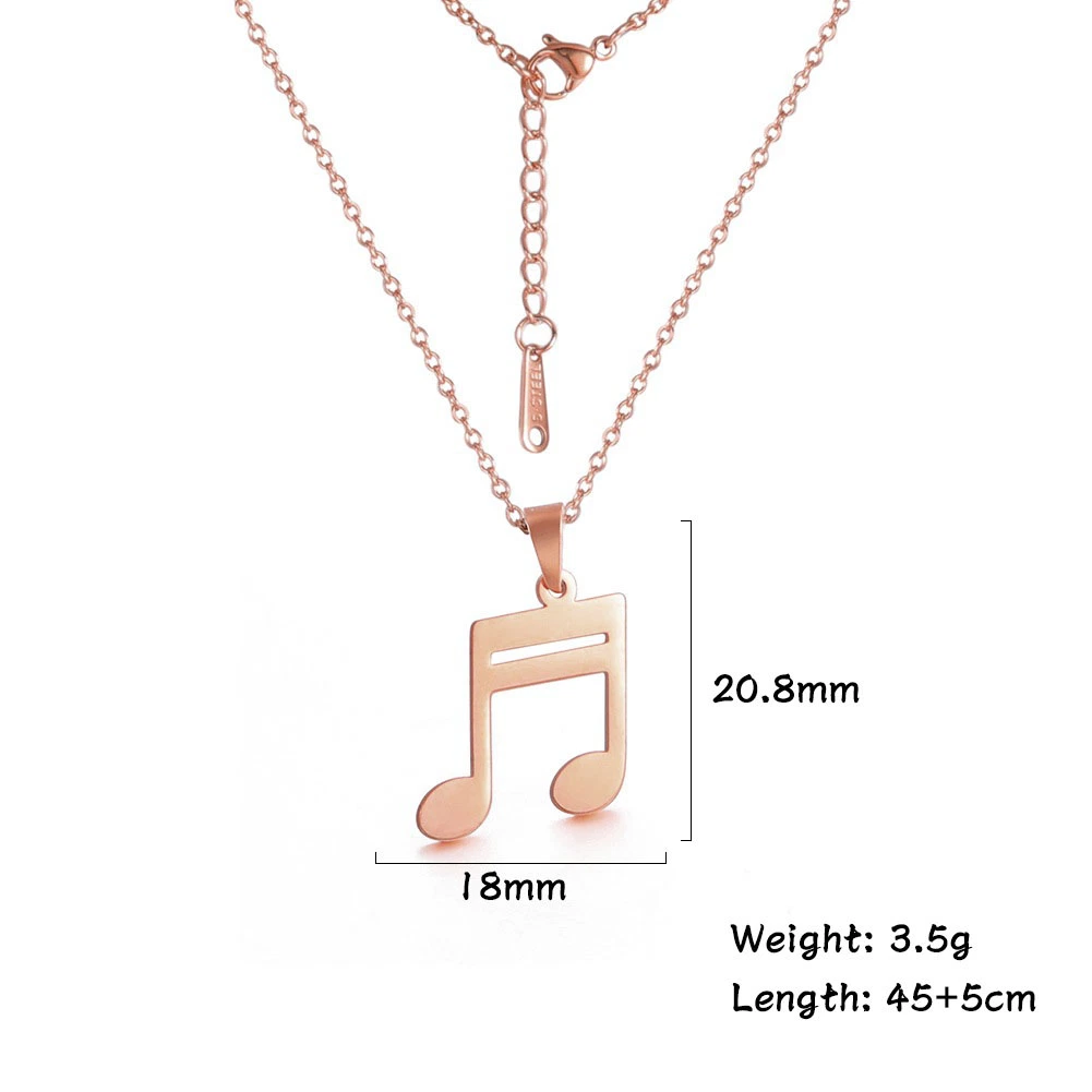 Women's Musical Note Necklace Stainless Steel 18K Gold Plated Music Note Jewelry Gifts for Women Music Note Pendant Necklace