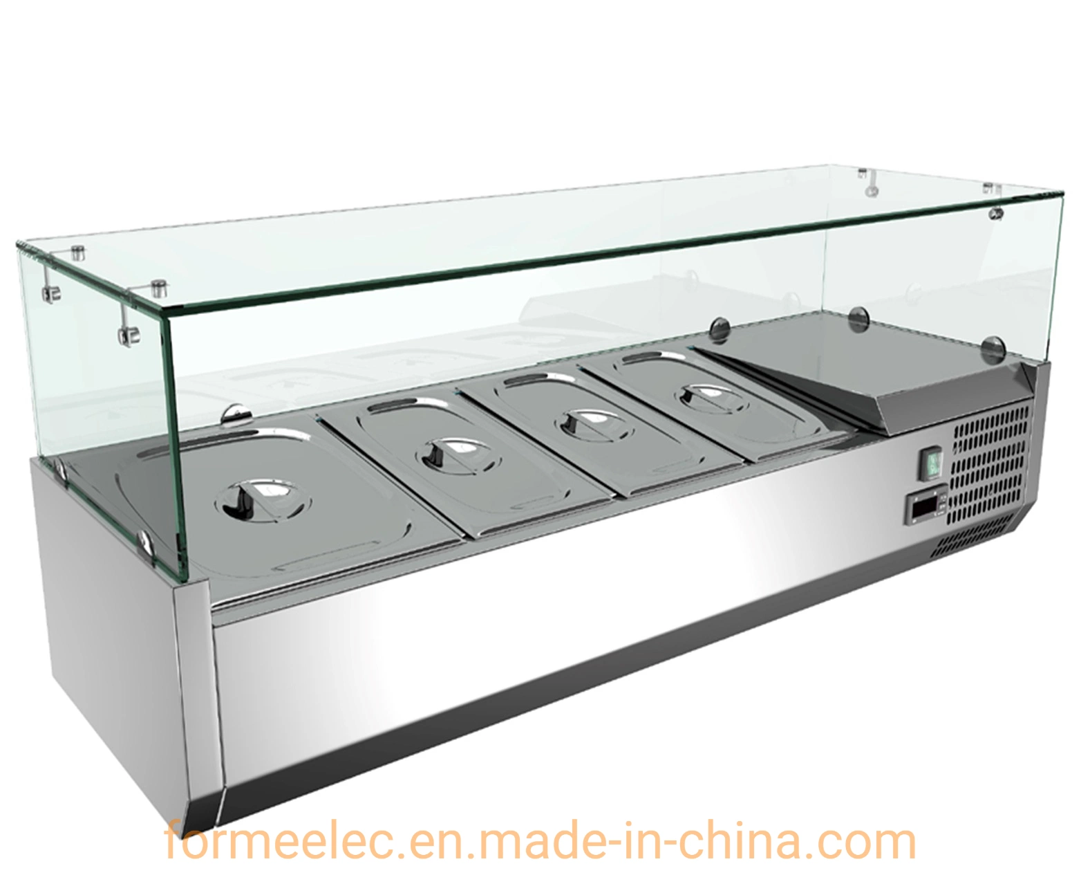 100cm to 202cm Refrigerator Salad Bar Cabinet Pizza Refrigerator 1/4 Gn Pans 1/3 Pizza Fridge Salad Fridge