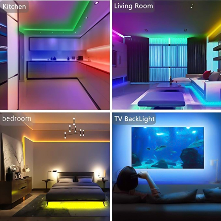 TV Background Lighting Adhesive Flexible Ribbon Waterproof LED Tape IP65 Phone APP Control USB 5V 5050 RGB LED Strip