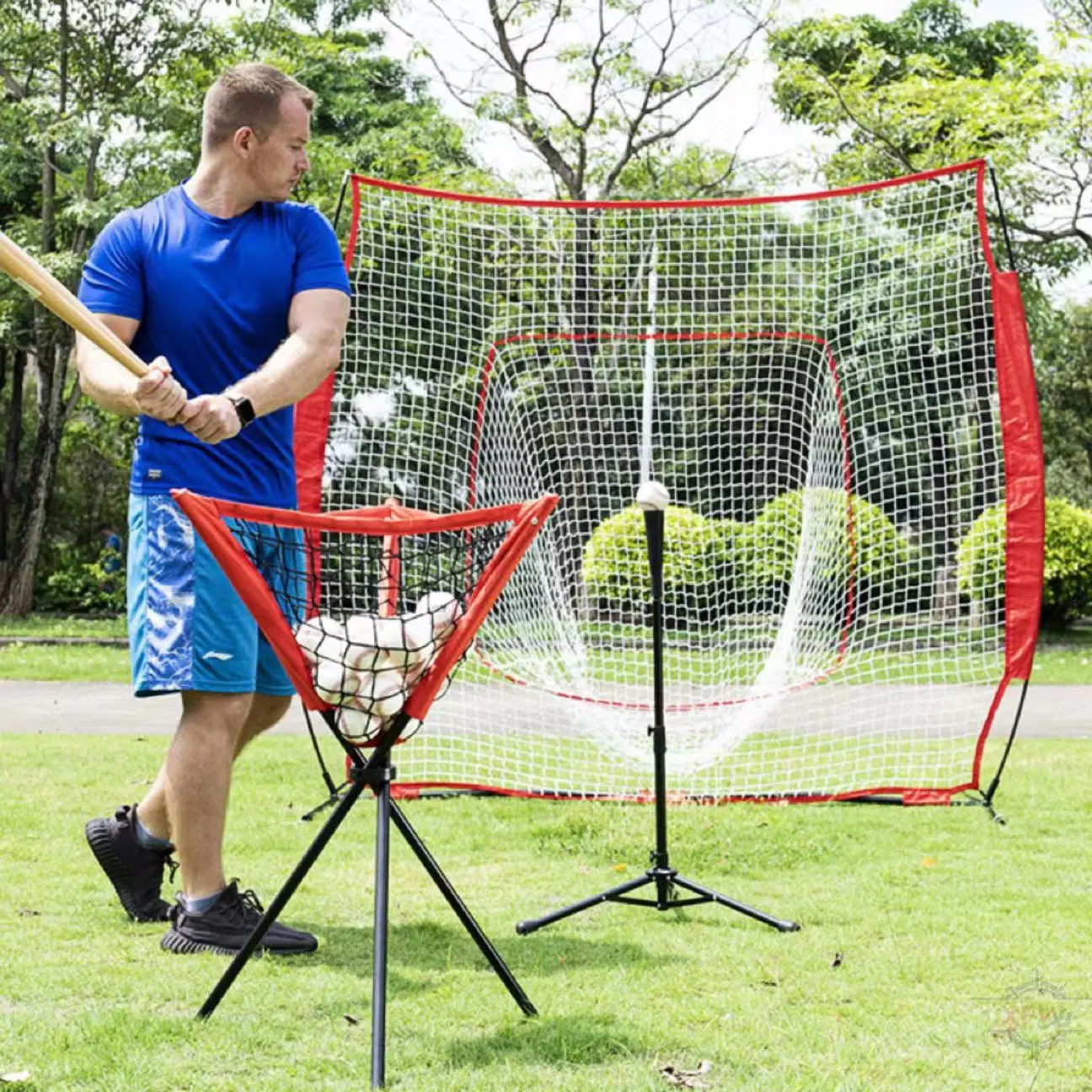 Large Capacity Balls Collection Movable Portable Softball Caddy Stands with Polyester Net