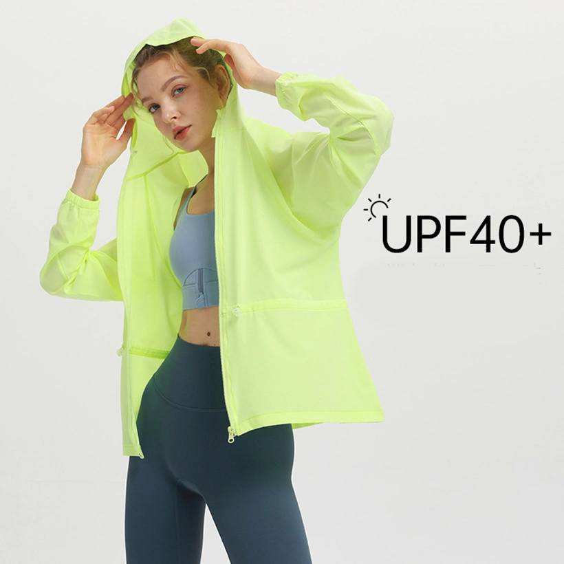 Ropa de protección solar de la piel de verano ropa transpirable ultrafino de Fitness Yoga ocio deportivo chaqueta para correr