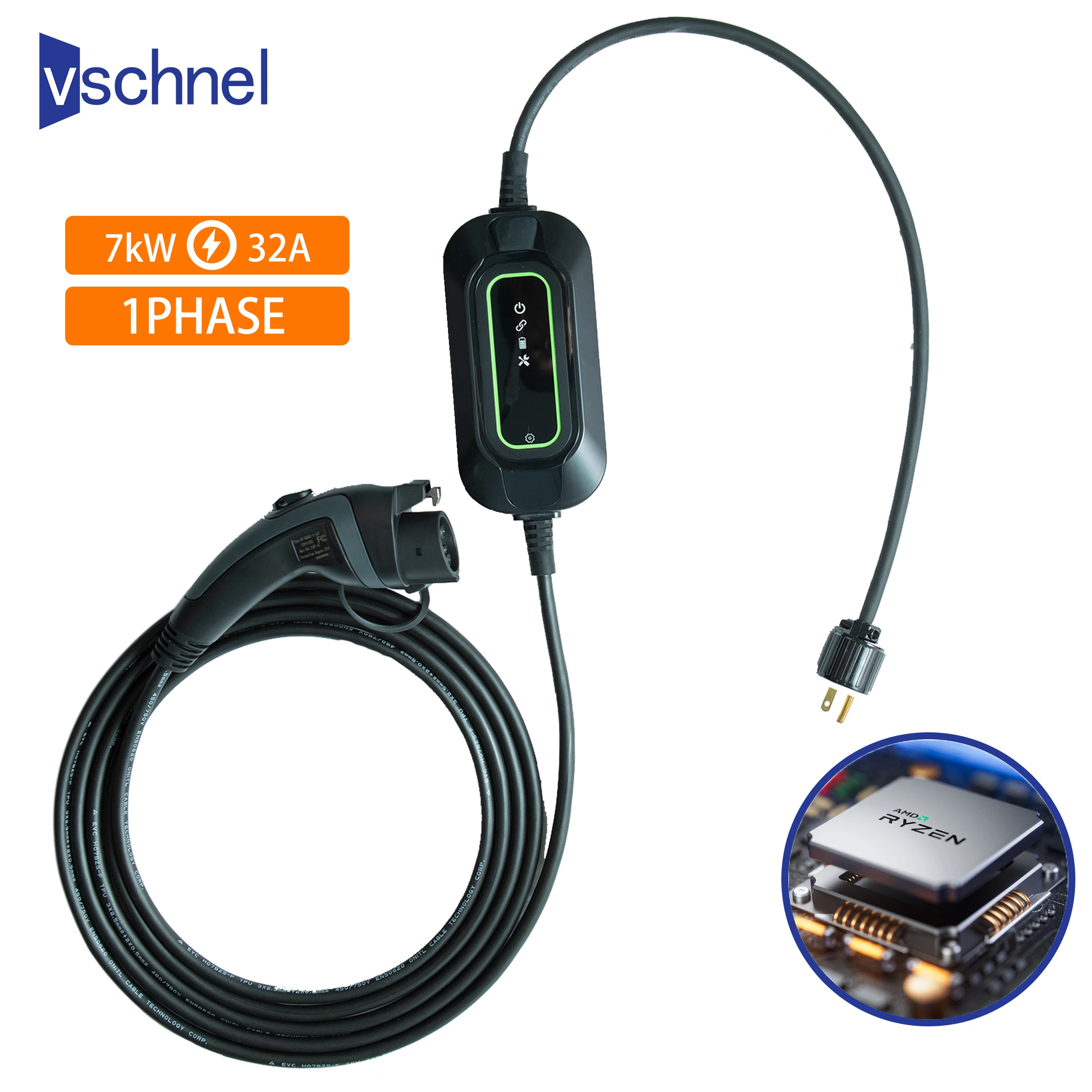 Safety Home Portable Type2 16A IEC 62196-2 Type2 Mode2 Charger