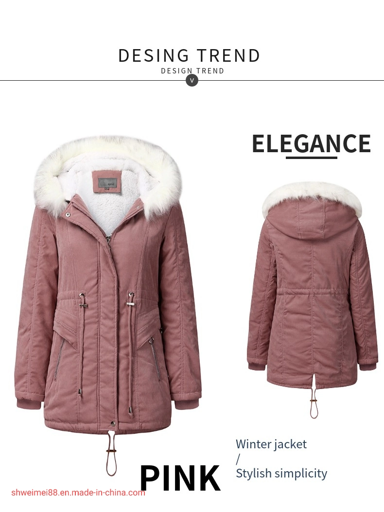 De la mujer invierno espesar Parka militar Chaqueta polar algodón Dama caliente Puffer chaqueta con capucha de piel chaquetas de bajada al por mayor de prendas de vestir exterior