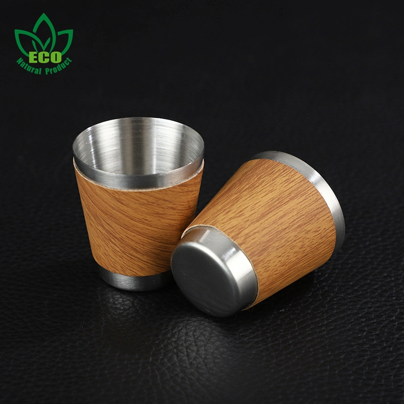 260ml Stainless Steel Inner Bamboo Cold Beer Mug Portable Business Car Cup