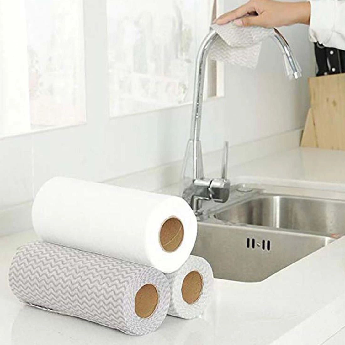 Wave Pattern Spunlace Nonwoven Kitchen Dish Cleaning Wipes Cloth