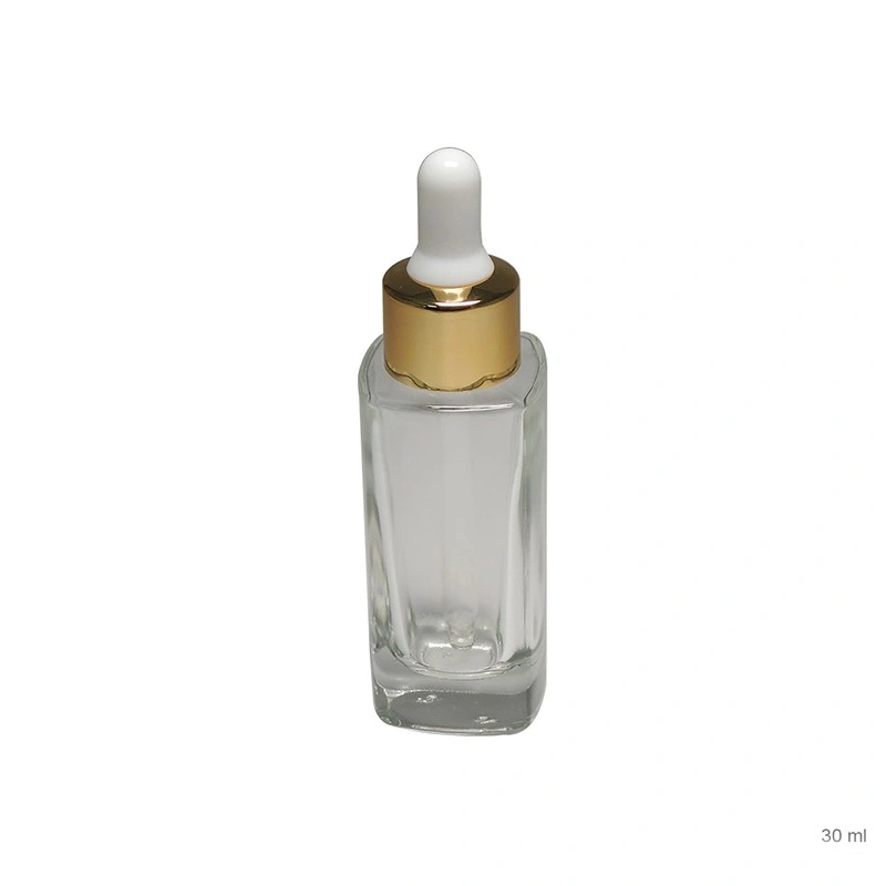 30ml Heavy Glass Bottle with Aluminum Collar Silicone Dropper