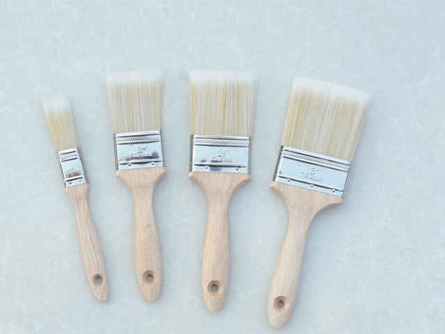 Pure White Bristle Brush with Wooden Handle/Paint Brush/Flat Brush/Hand brush 1"