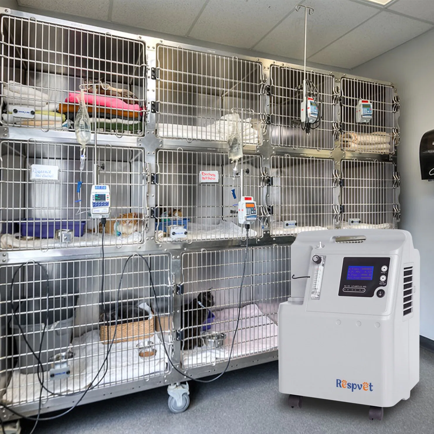 Animal equipment oxygen solutions for veterinary surgical therapy