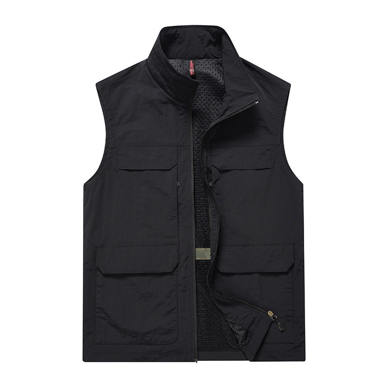 Men Polyester Vest Zipper Logo with Pockets Workwear Colors Photography Vest Camera Jacket