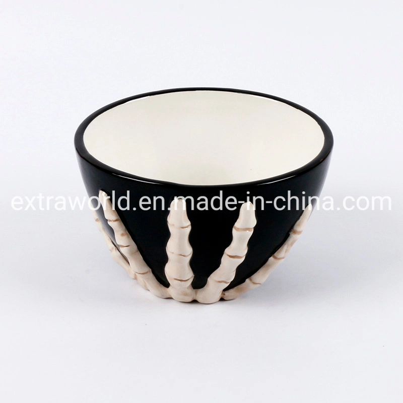 Esqueleto Handpainted cerâmica Taça mão louça Bowl Promoção Jantar Set