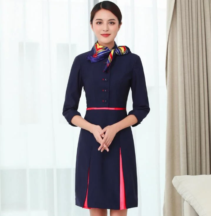 Women Skirt Aviation Fashion Airlines Stewardess Uniform Office Ladies Dress